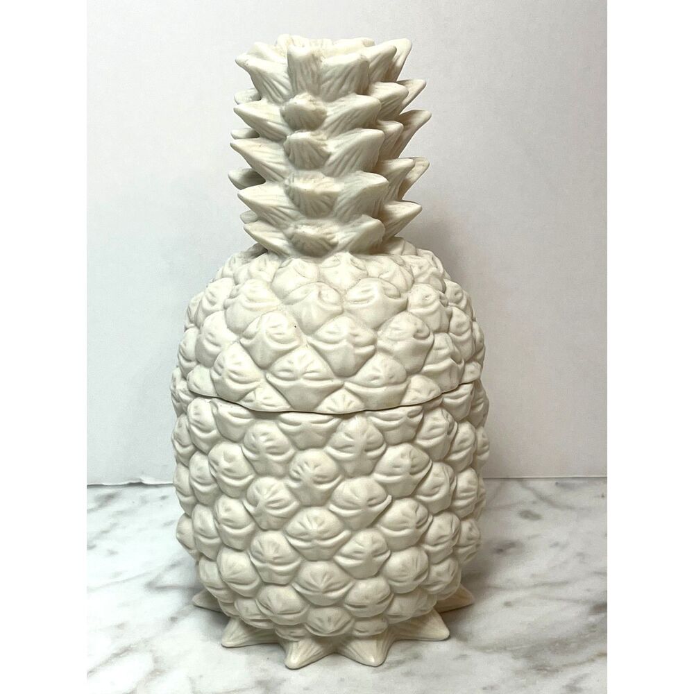 Partylite Ceramic Pineapple Figural Jar Canister Trinket Candle Holder 6" Tall